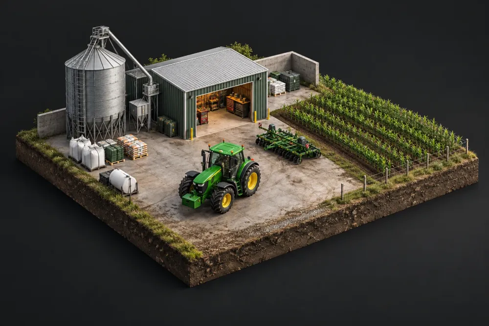 Ilustração 3D de agronegócio