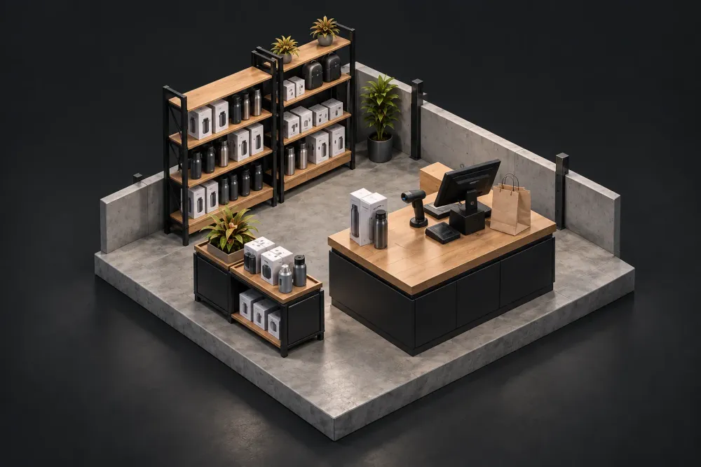 Ilustração 3D de comércio e varejo
